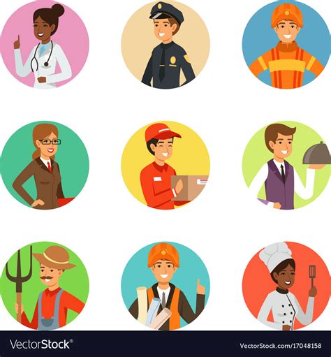 Avatars Set With Different Professions Royalty Free Vector
