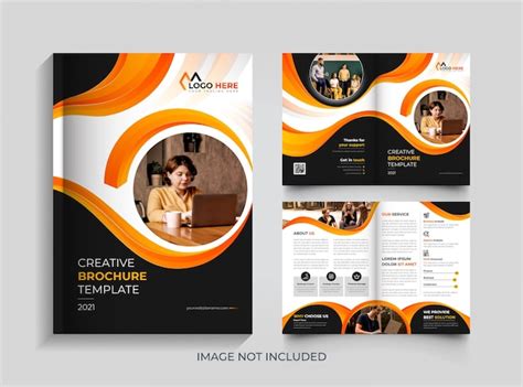 Premium Vector Corporate Modern Bi Fold Orange And Black Brochure