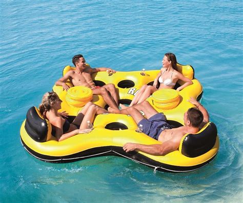 inflatable oasis island lake floating river party water raft lounge 4 person new bestway