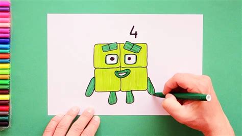 How To Draw Number 4 Numberblocks Youtube
