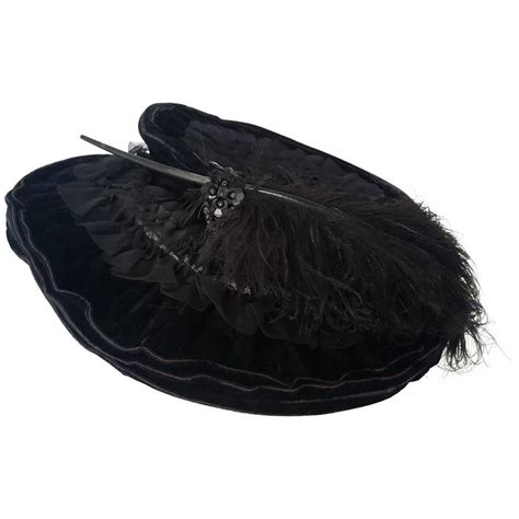 S Black Velvet Edwardian Hat With Ostrich Plume At Stdibs