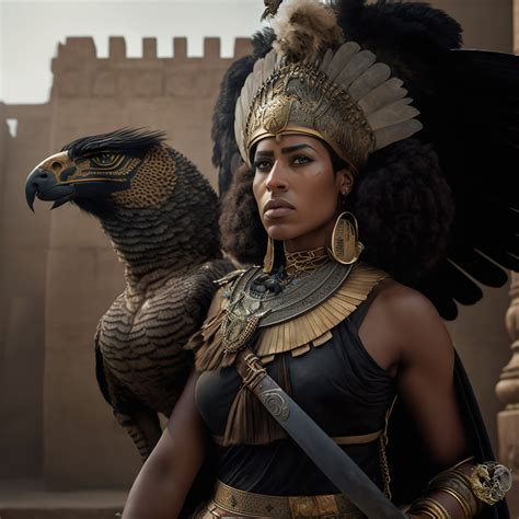 Black Female Egyptian Warrior With Falcon Etsy