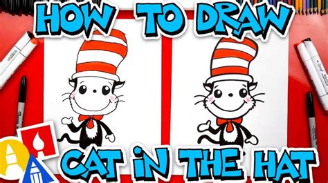 How To Draw The Cat In The Hat Easy Cartoon Version Art For Kids