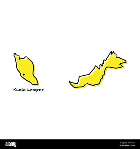 Simple Outline Map Of Malaysia With Capital Location Stylized Minimal
