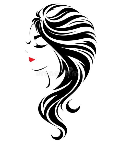 Their wages vary from day to day. Women long hair style icon, logo women face on white ...