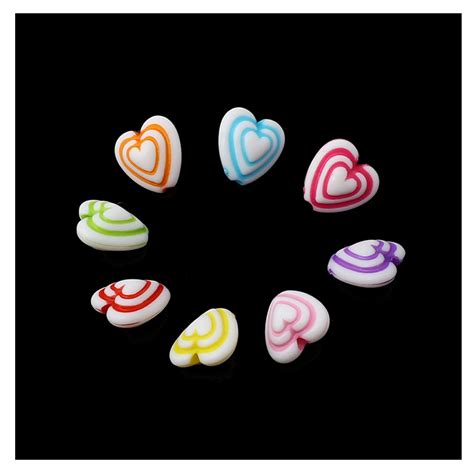 Mixed Color Candy Large Hole Heart Beads 140pcslot Wholesale Acrylic
