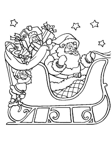 Print een kleurplaat van de kerstman, rendieren, santa's arreslee, kerstklokken, zingende engeltjes of wintertafereeltjes. Kleuren.nu - Kerstman op de arreslee kleurplaten