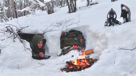 Winter Camping In A Snow Bunker Cold Weather Bushcraft No Tent