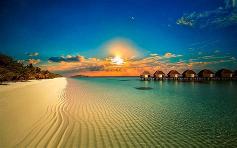 Tropical Beach Bungalows Hd Wallpaper Background Image 1920x1200