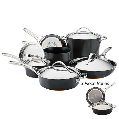 anolon® nouvelle copper luxe nonstick hard anodized 11 piece cookware set in onyx bed bath and