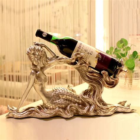 Golden Mermaid Resin Wine Racks Creative Retro Furniture Made Of Solid Resin Elegant Manual Home