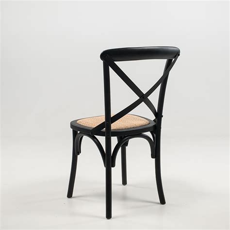 Chaise bistrot en bois vintage noir et assise rotin  Cabaret  4pieds.com