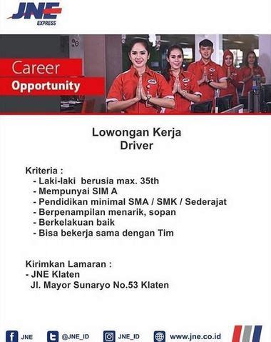 Cpns sopir driver solo / lowongan kerja sma smk d3 s1 pt bank bri persero seluruh indonesia. Loker Driver Jne Solo : Lowongan Kerja Jasa Ekspedisi Di Solo Archives Info Loker Solo ...