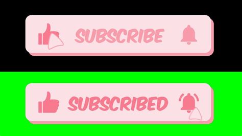 Cute Pink Subscribe Button Green Screen Alpha Channel Youtube