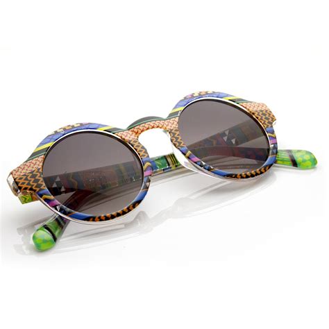 retro indie hipster fashion round pattern sunglasses zerouv