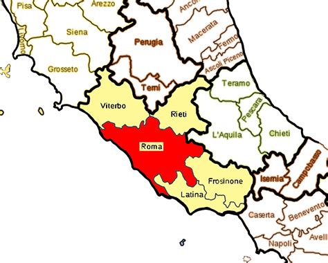 Map Of The Province Of Roma La Ciociara