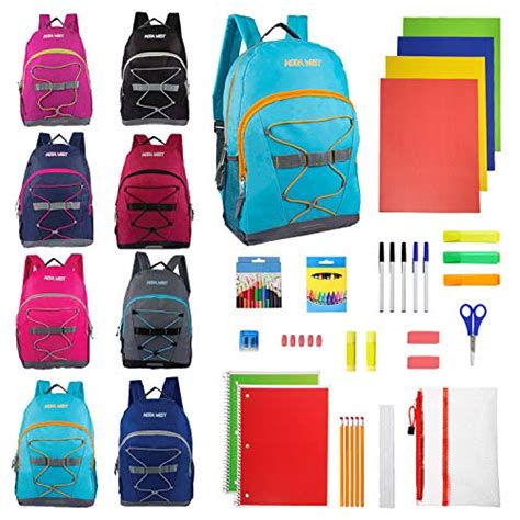 24 Value Bundle Pack 17 Inch Wholesale Backpacks In 8 Assorted Colors
