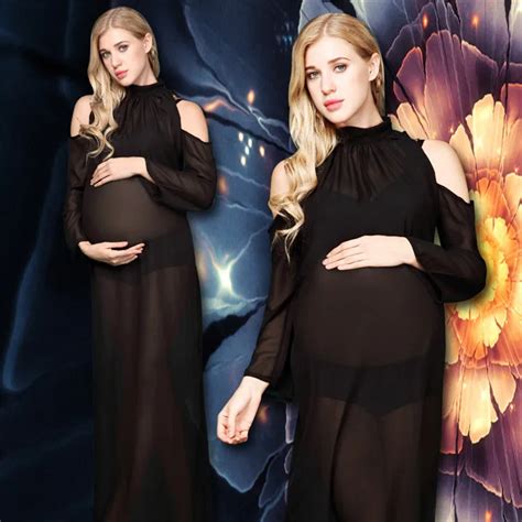 New Black Transparent Maternity Dresses For Photo Shoot Long