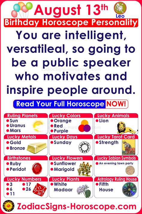 Jun 13, 2021 · wondering which zodiac signs will have the best summer? August 13th Birthday Horoscope Personality | Birthday ...