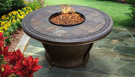 Tempe 48 Inch Round Slate Top Gas Fire Pit Table