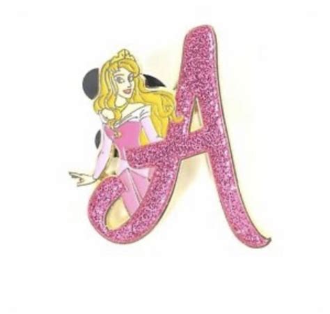 Disney Princess Mystery Alphabet Glitter Letter Pin Aurora Sleeping