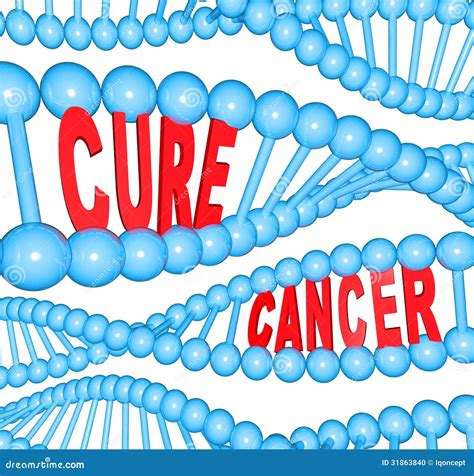 Cure Cancer Words in DNA Strands Medical Research Stock Illustration