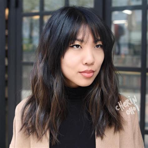 Medium Layered Asian Haircut With Bangs Asian Haircut Asian Hair