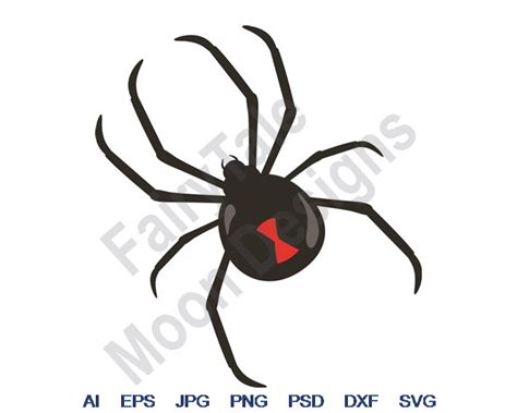 Black Widow Spider Svg Dxf Eps Png  Vector Art Etsy