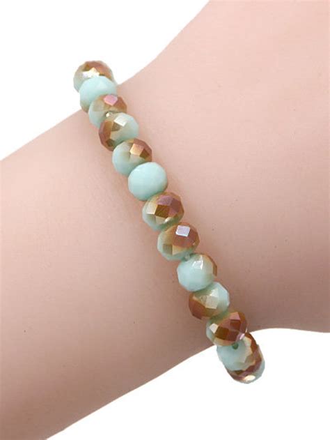 Beautiful Hand Crafted 8mm Glass Bead Stretch Braceletfaceted Bead
