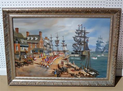 Lloyd Garrison Colonial Boston Harbor Scene Painting Lot 506