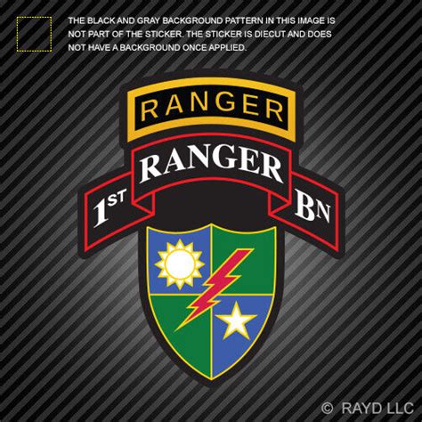 1st Ranger Bn With 75th Ranger Regiment Insignia Sticker Vinyl
