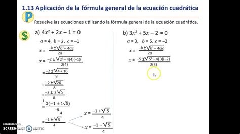9° U3 1 13 Aplicación De La Fórmula General De La Ecuación Cuadrática