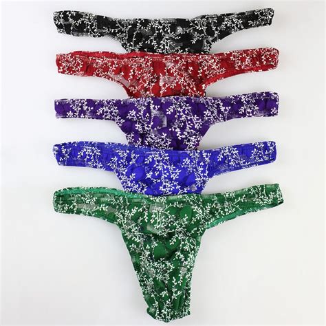 2020 New Lace Mens Underwear Briefs Sexy Breathable Brief Underpants For Men Gay Lace Floral