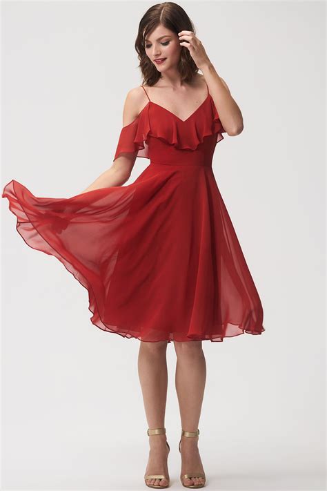 Jenny Yoo 2018 Collection Tea Length Bridesmaid Dresses Flowy Dress Short Red Bridesmaid Dresses