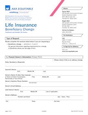 If your life insurance benefit is less than $5,000, cigna will send you a check for the total benefit amount. Equitable Beneficiary Change Form - Fill Online, Printable, Fillable, Blank | pdfFiller