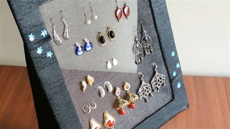 Jewelry Organizer Earring Holder Youtube With Images Diy Earring