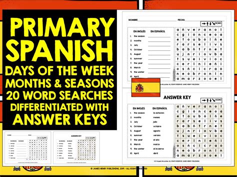 Whole School Spanish Resources Days Dates Months Seasons