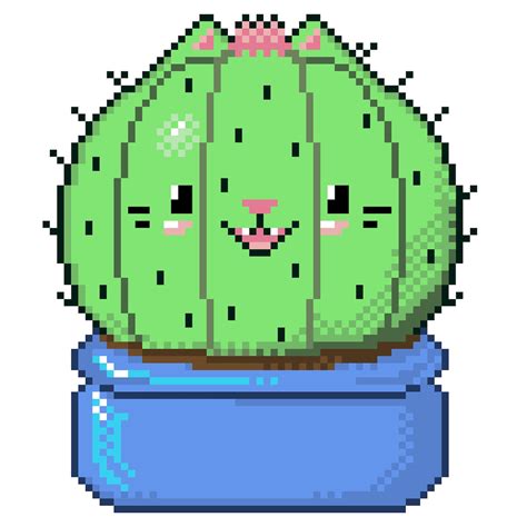 Cactus Cat Pixel Art Sticker Etsy