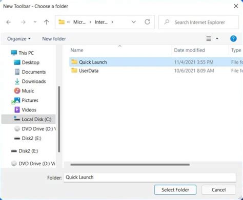 Add The Quick Launch Toolbar To The Taskbar In Windows 11