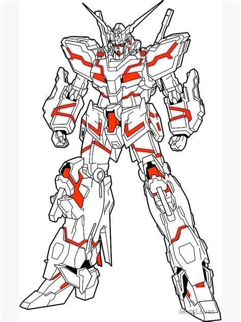 Unicorn Gundam Red Psychoframe Outline Black Poster For Sale By