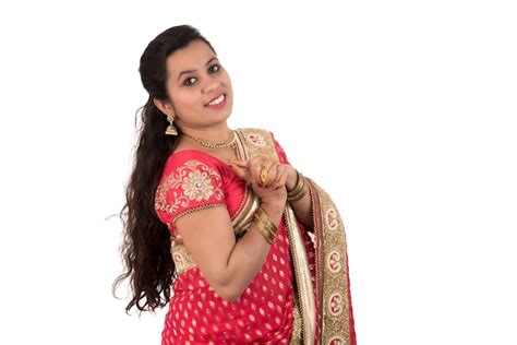 Premium Photo Beautiful Indian Traditional Girl Posing On White