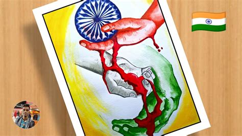 Independence Day Drawing With Watercolor Step By Step Patriotism Drawing Republic Day Drawing