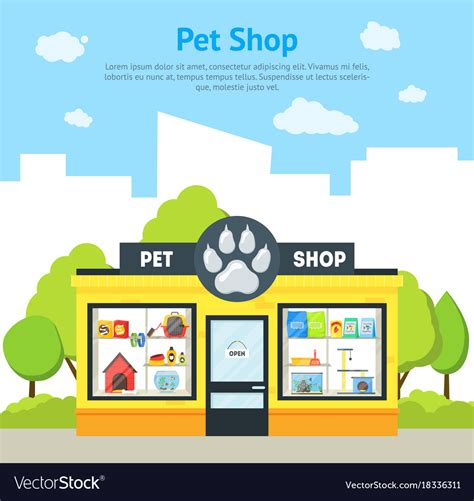 Cartoon Pet Shop Building Card Poster Royalty Free Vector