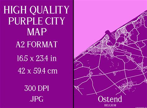Ostend Belgium Purple City Map Gráfico por Mappingz Creative Fabrica