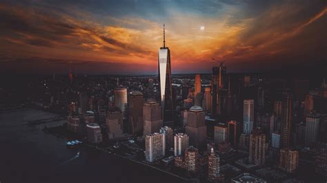 2560x1440 Resolution New York City Skyscraper Buildings At Sunset 1440p