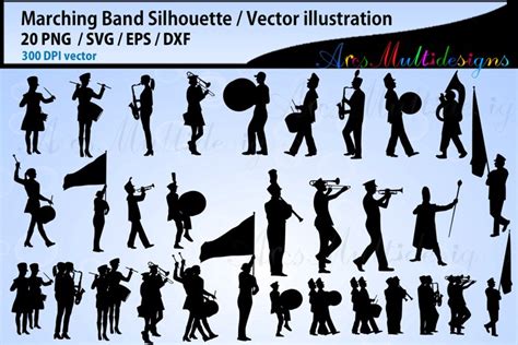 Marching Band Svg Silhouette Bundle Band Svg Bundle Vector