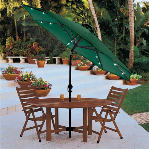 The Solar Powered Lighted Patio Umbrella Hammacher Schlemmer