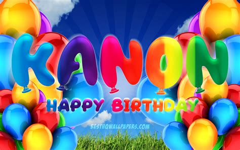 Download Wallpapers Kanon Happy Birthday 4k Cloudy Sky Background