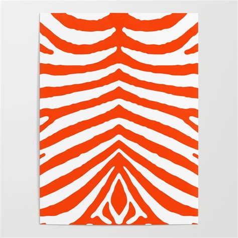 Fluorescent Orange Neon And White Zebra Stripe Poster By Podartist
