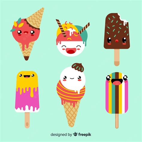 Free Vector Kawaii Ice Cream Characters Collection